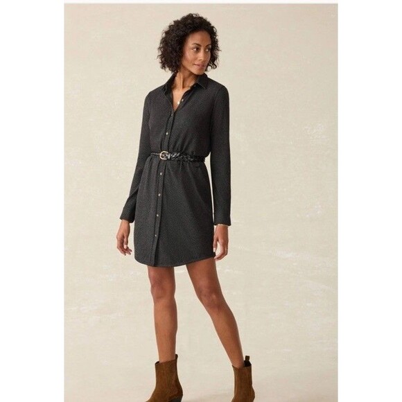 Faherty Black Long Sleeve Dress - Picture 1 of 12